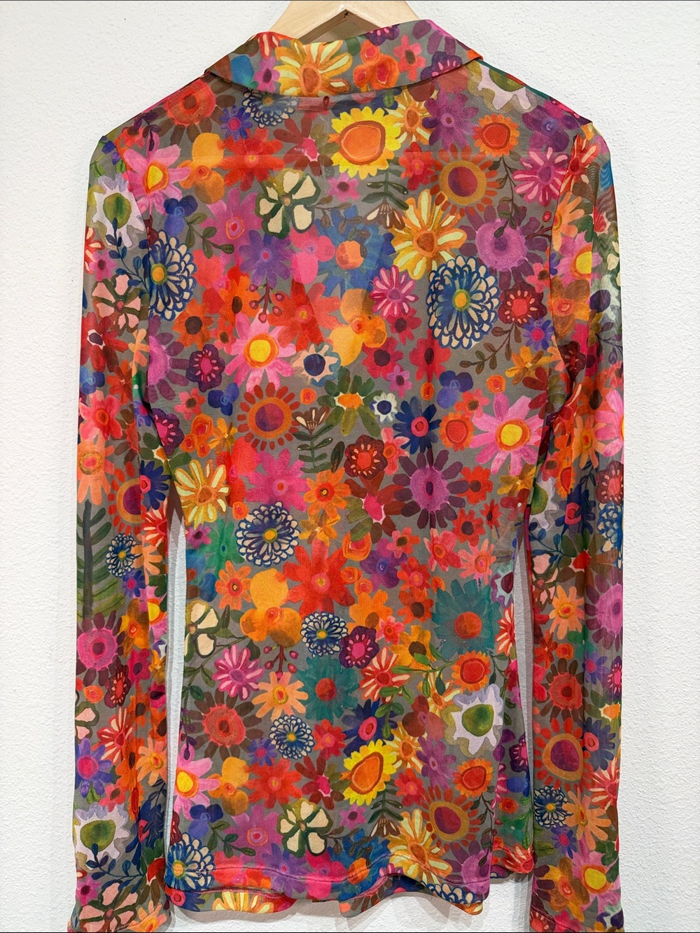 Natural Life Size L Colorful Floral Button Front Long Sleeve Boho Festival NWT - Picture 3 of 7